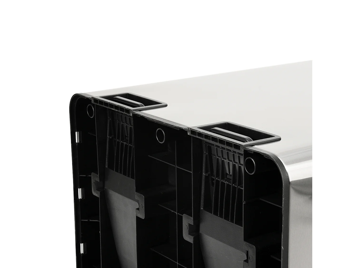 Système de tri des déchets TMH2X30, 2x30L, 2 compartiments, poubelle en acier inoxydable argenté