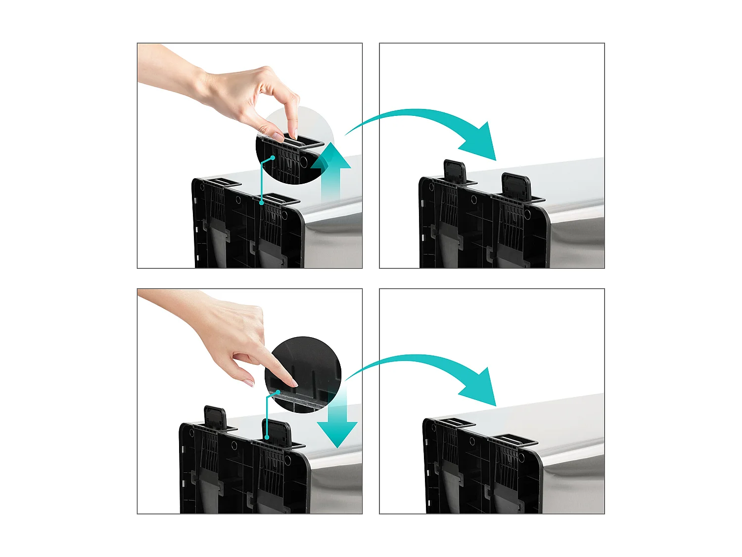 Système de tri des déchets TMH2X30, 2x30L, 2 compartiments, poubelle en acier inoxydable argenté
