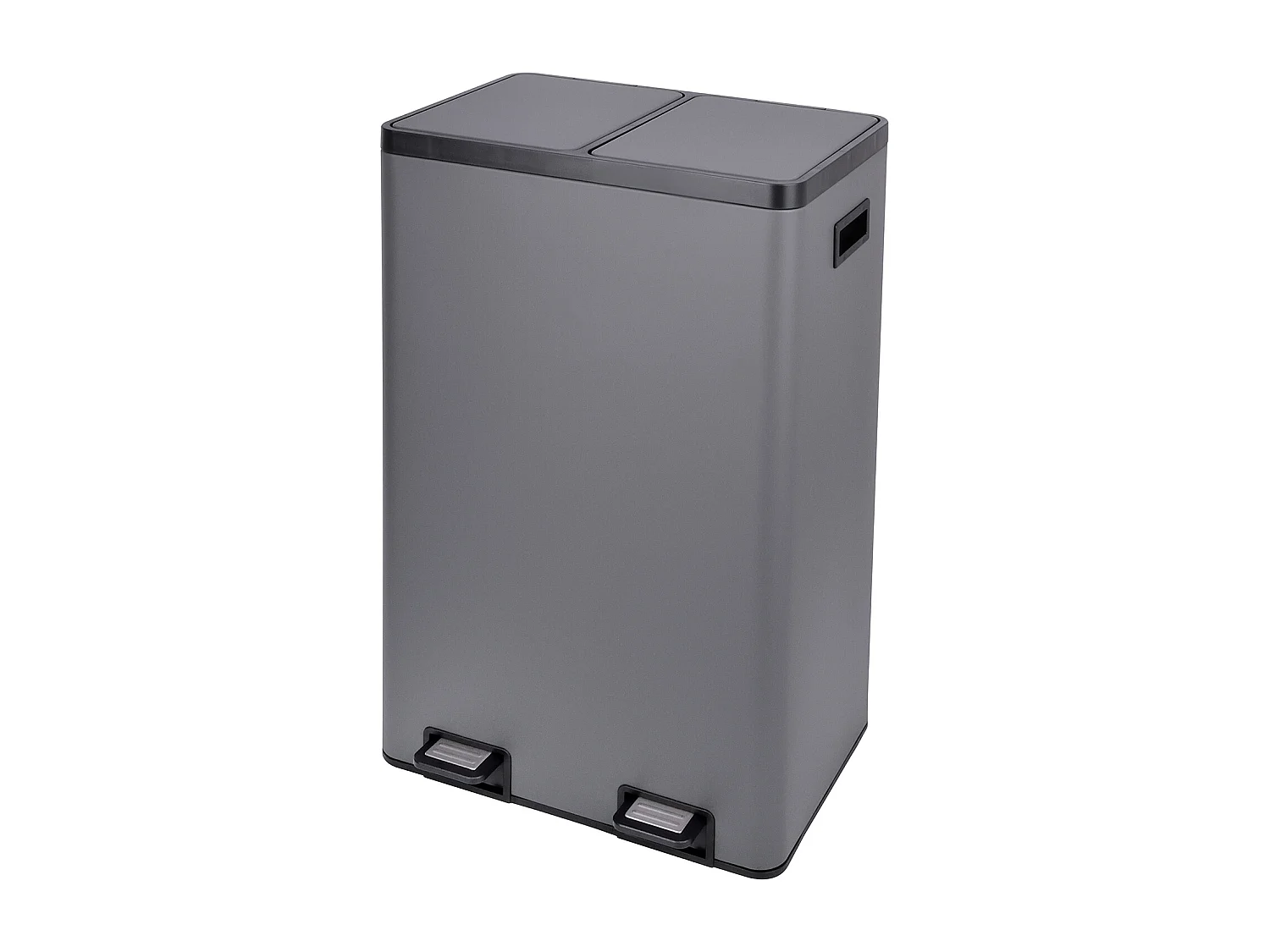 Système de tri des déchets TMH2X30, 2x30L, 2 compartiments, poubelle en acier thermolaqué gris