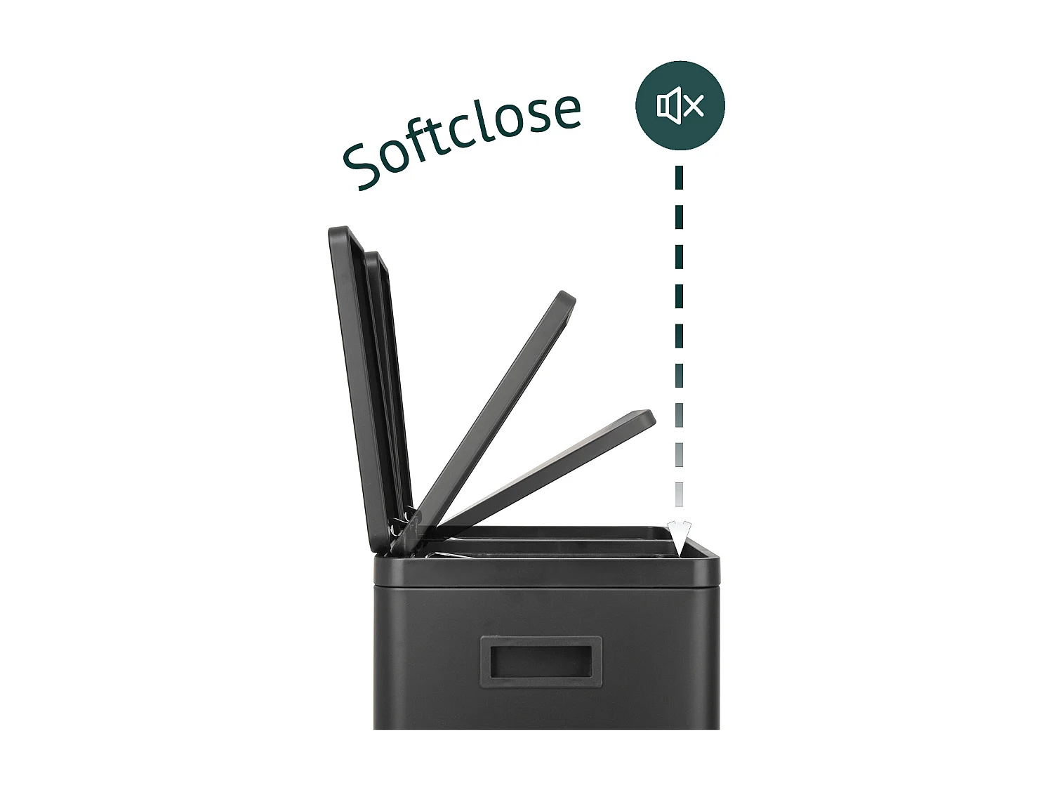 Système de tri des déchets TMH2X30, 2x30L, 2 compartiments, poubelle en acier thermolaqué noir