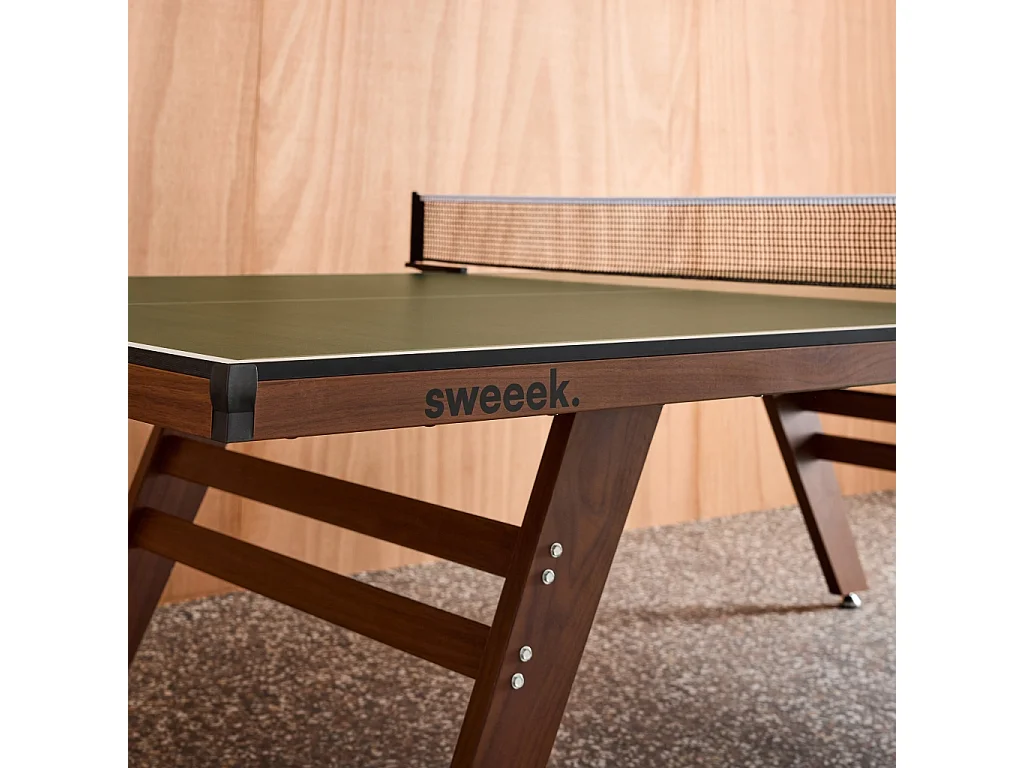 Table de ping pong intérieur deluxe kaki avec 2 raquettes et 3 balles