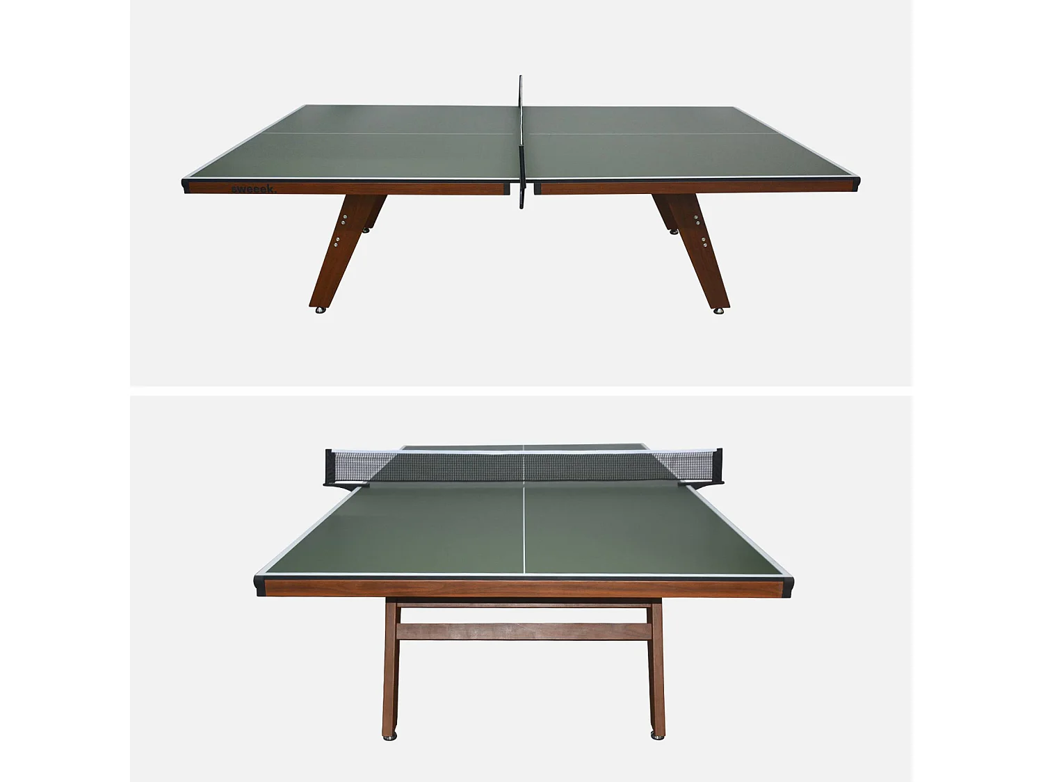 Table de ping pong intérieur deluxe kaki avec 2 raquettes et 3 balles