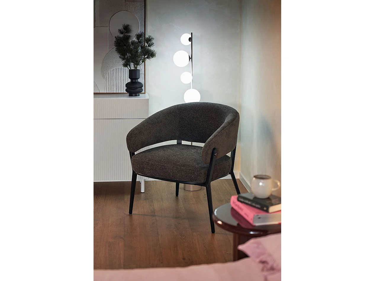 Loungestoel – comfortabele bekleding – chenille – mokka – SYMBLED