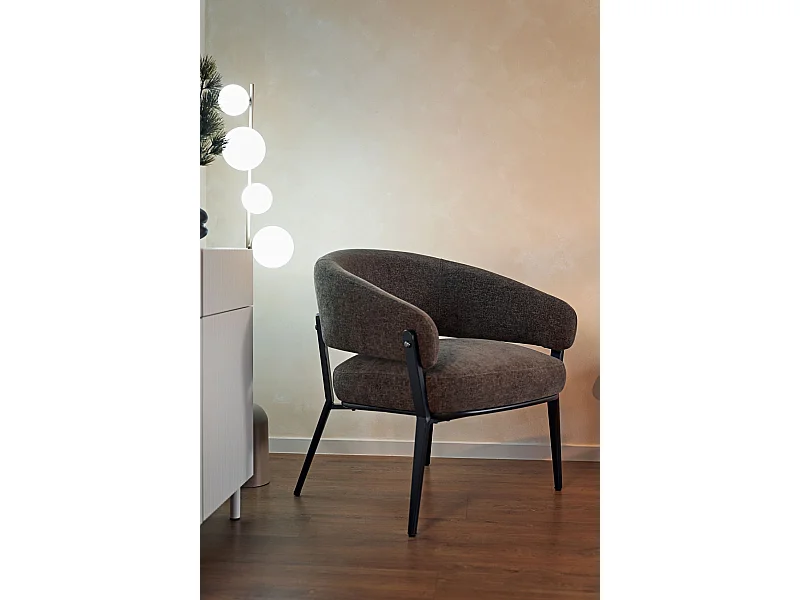 Loungestoel – comfortabele bekleding – chenille – mokka – SYMBLED