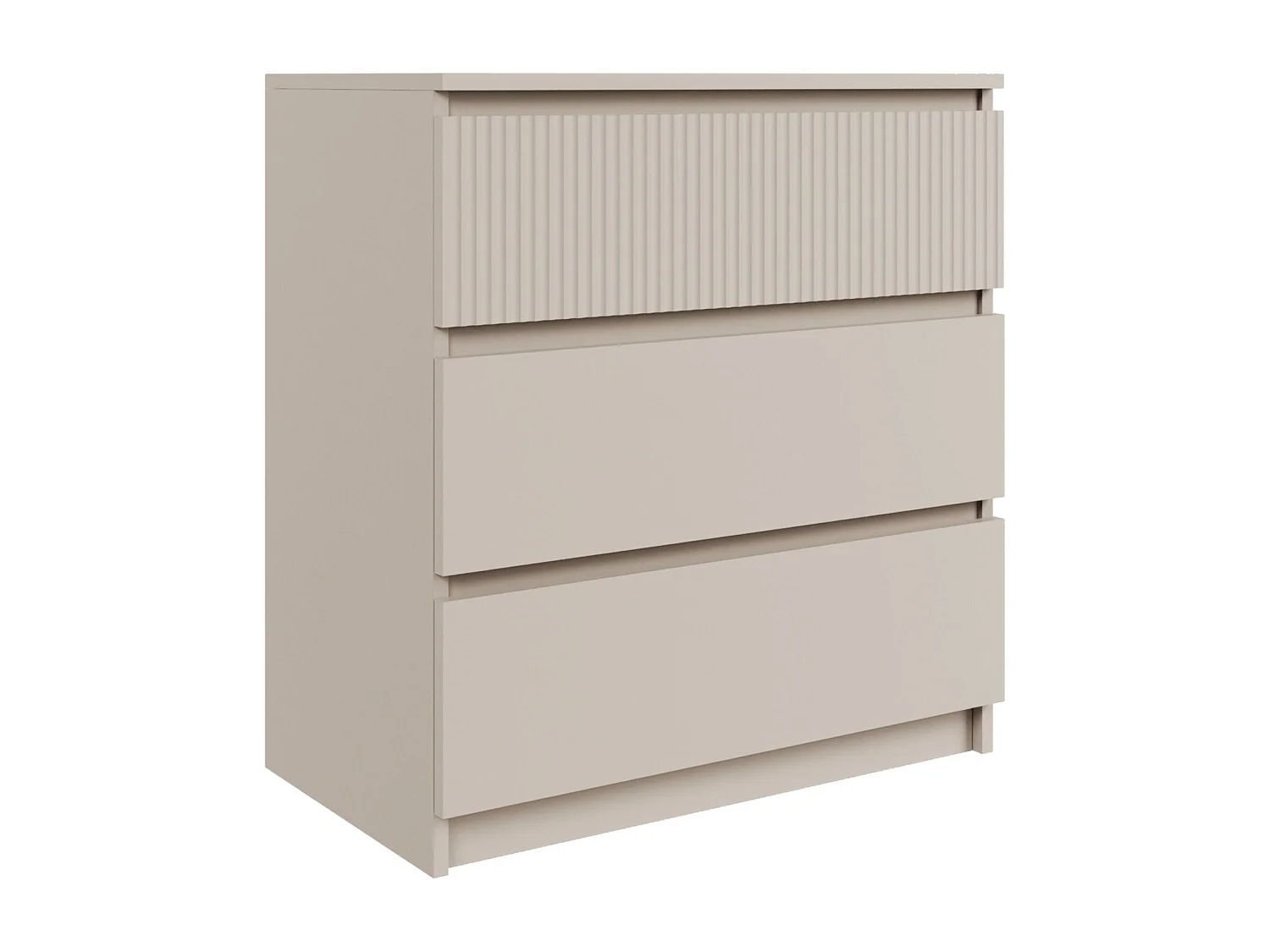 Commode à trois tiroirs avec façade à rainures – 70 cm – gris cachemire – SANDIA