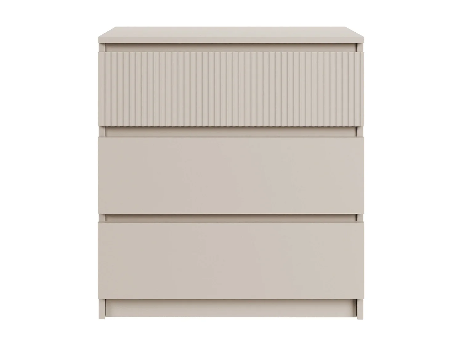 Commode à trois tiroirs avec façade à rainures – 70 cm – gris cachemire – SANDIA