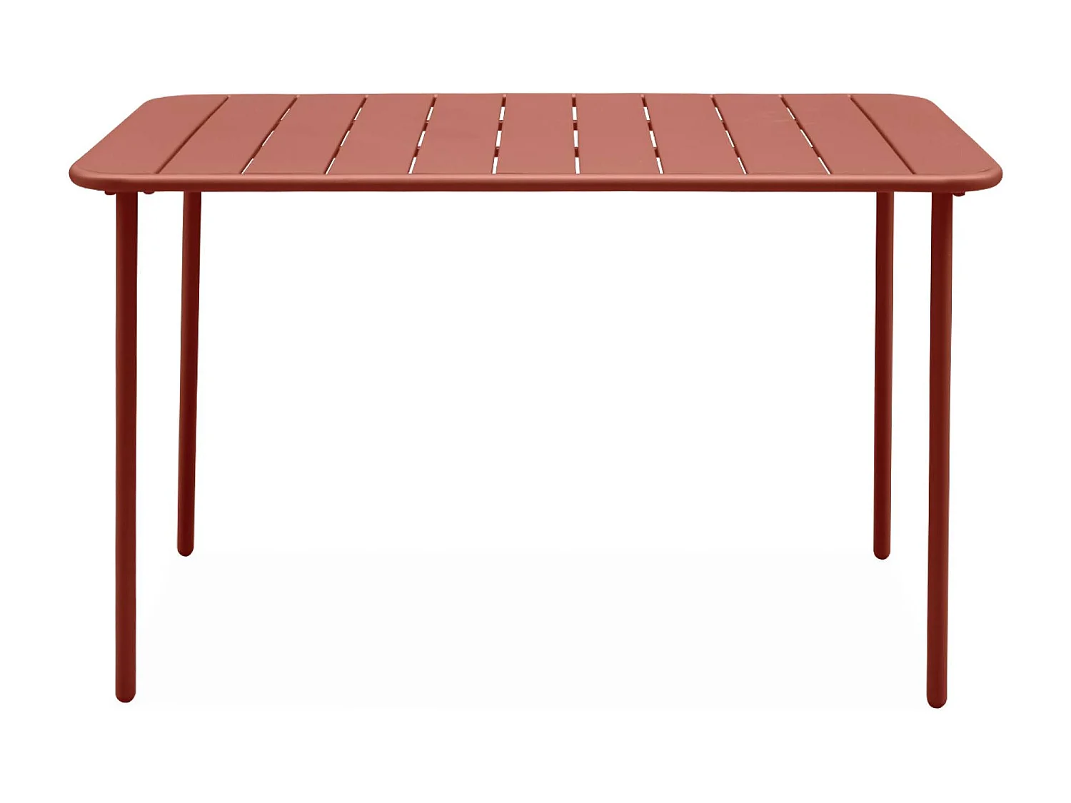 Table de jardin métal + 4 assises terracotta. Amélia + Liva L 120 x 70 x 72.5cm