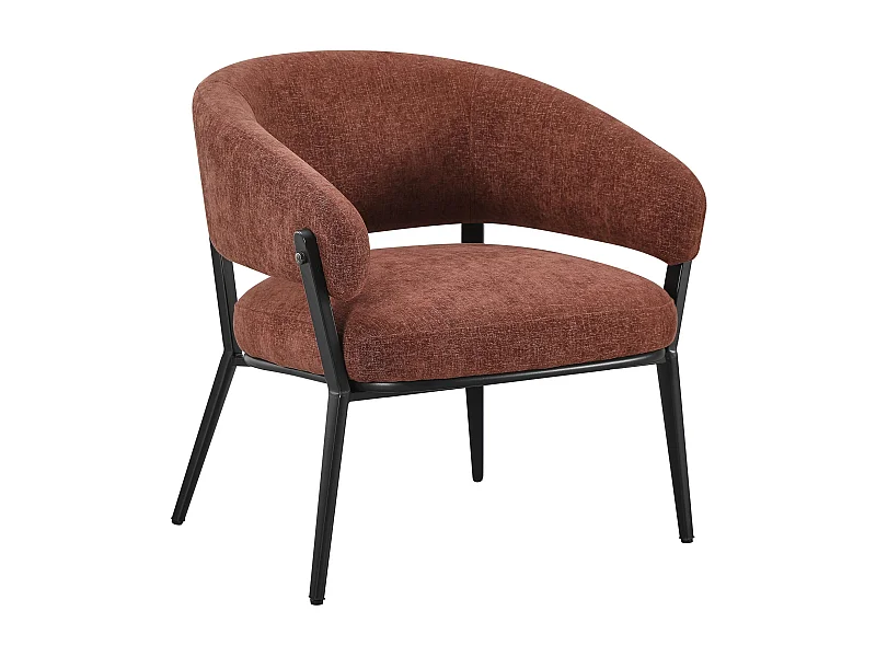 Fauteuil lounge – chenille cuivre brun – SYMBLED