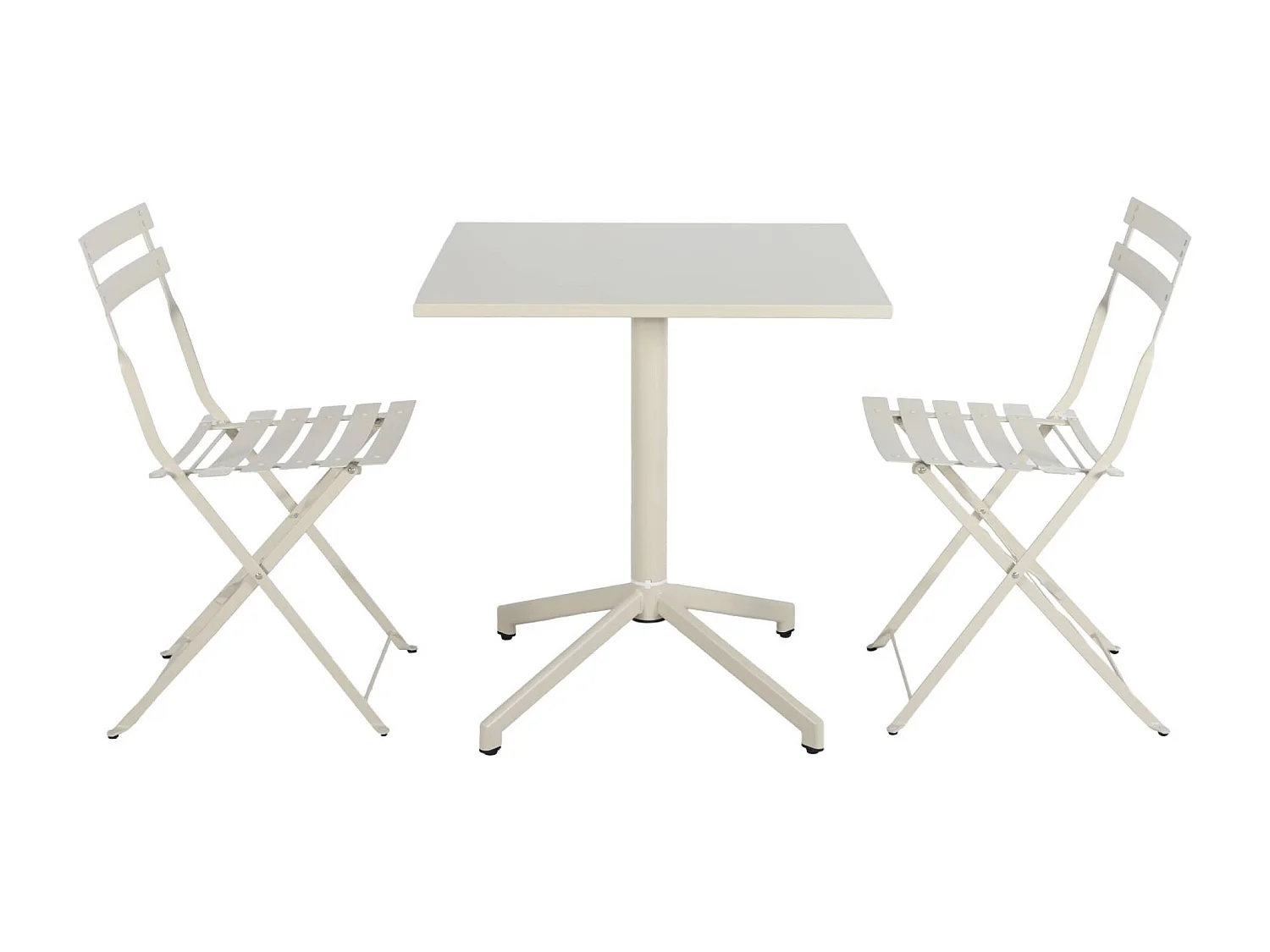Table de jardin bistrot carrée pliante acier 70cm + 2 places beige - Chiara/Emilia