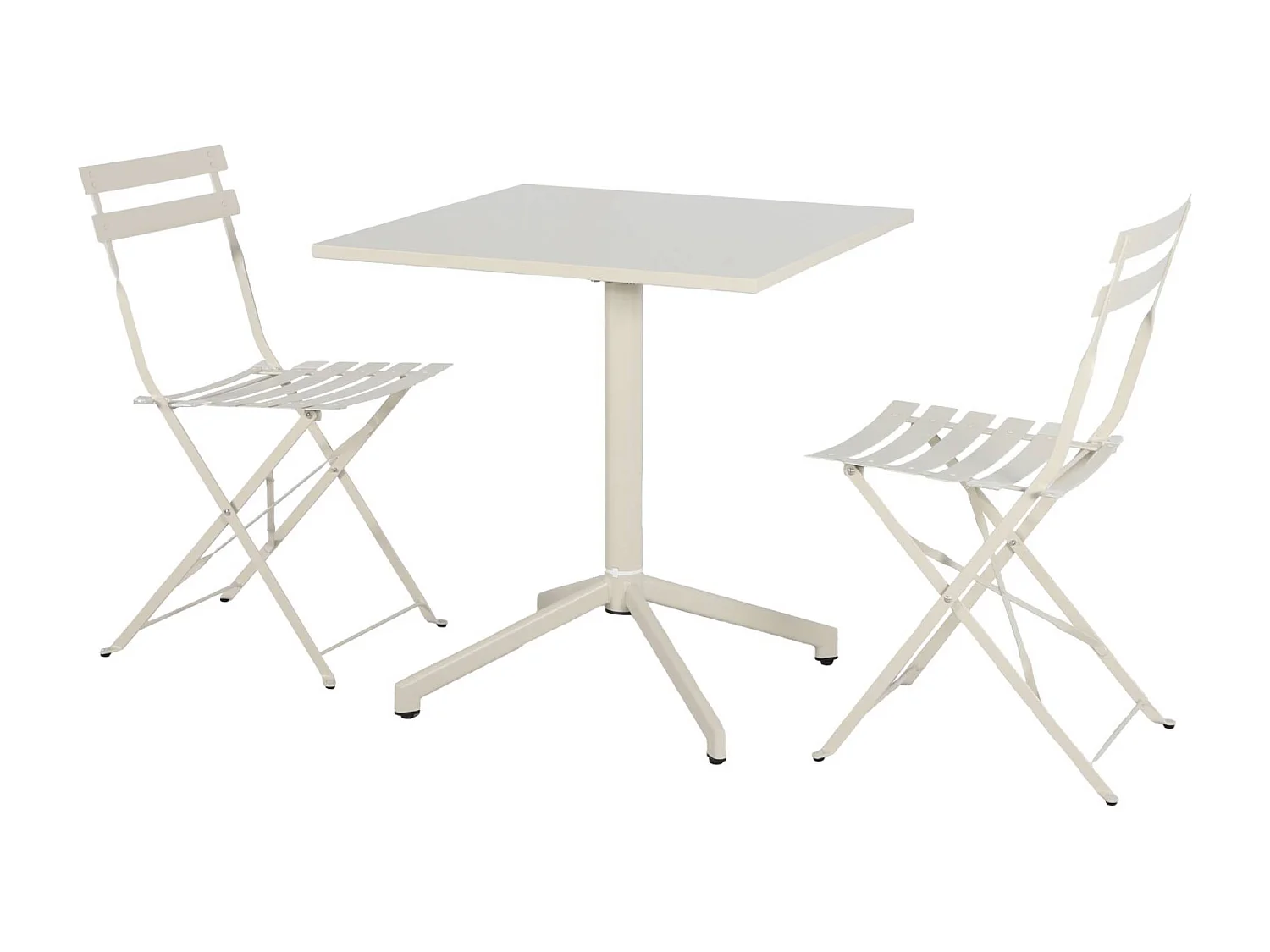 Table de jardin bistrot carrée pliante acier 70cm + 2 places beige - Chiara/Emilia
