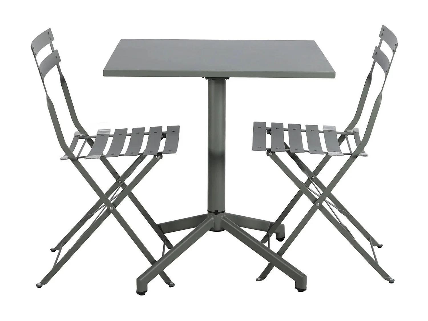 Tavolo da giardino bistrot pieghevole in metallo, 2 sedute, verde kaki