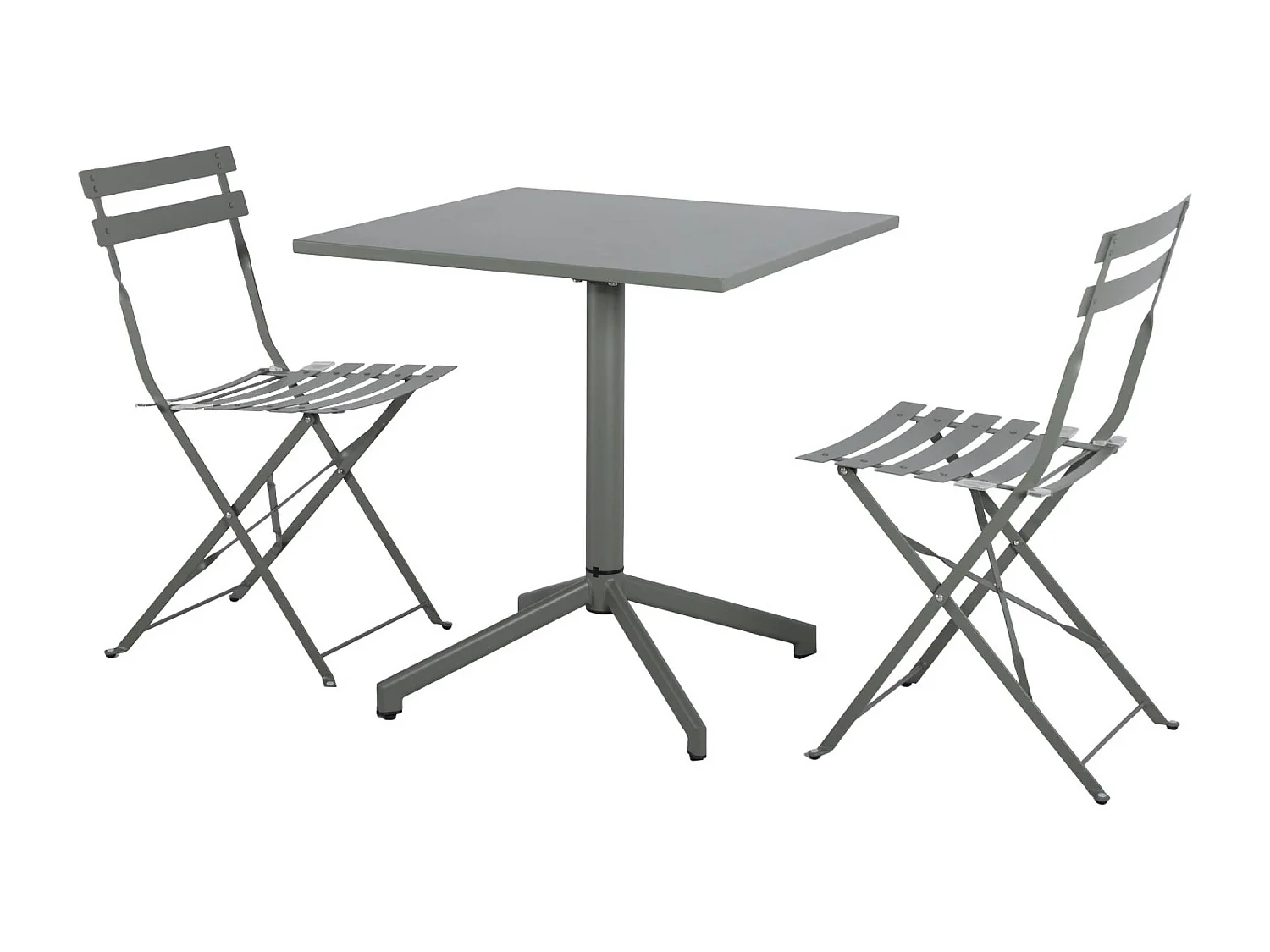 Table de jardin bistrot carrée pliante acier 70cm + 2 places kaki - Chiara/Emilia