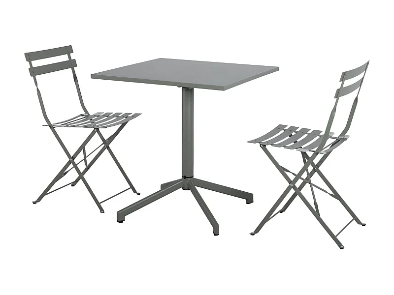 Tavolo da giardino bistrot pieghevole in metallo, 2 sedute, verde kaki