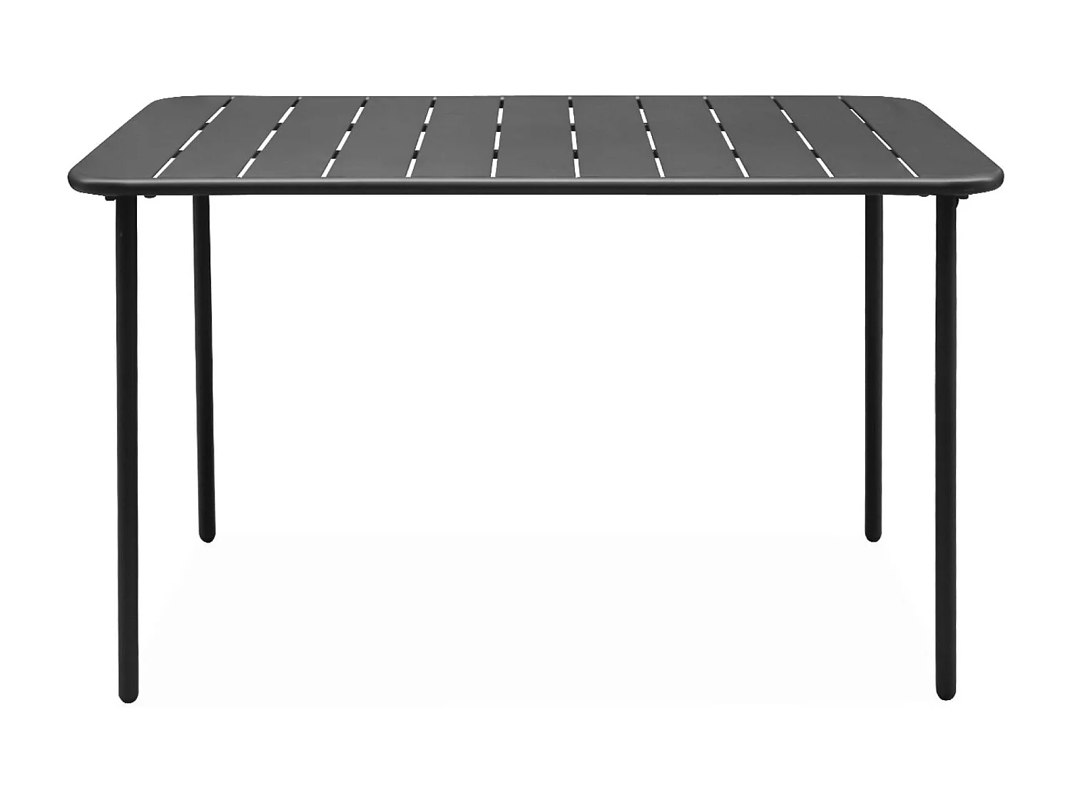Table de jardin métal + 4 assises anthracite. Amélia + Liva L 120 x 70 x 72.5cm