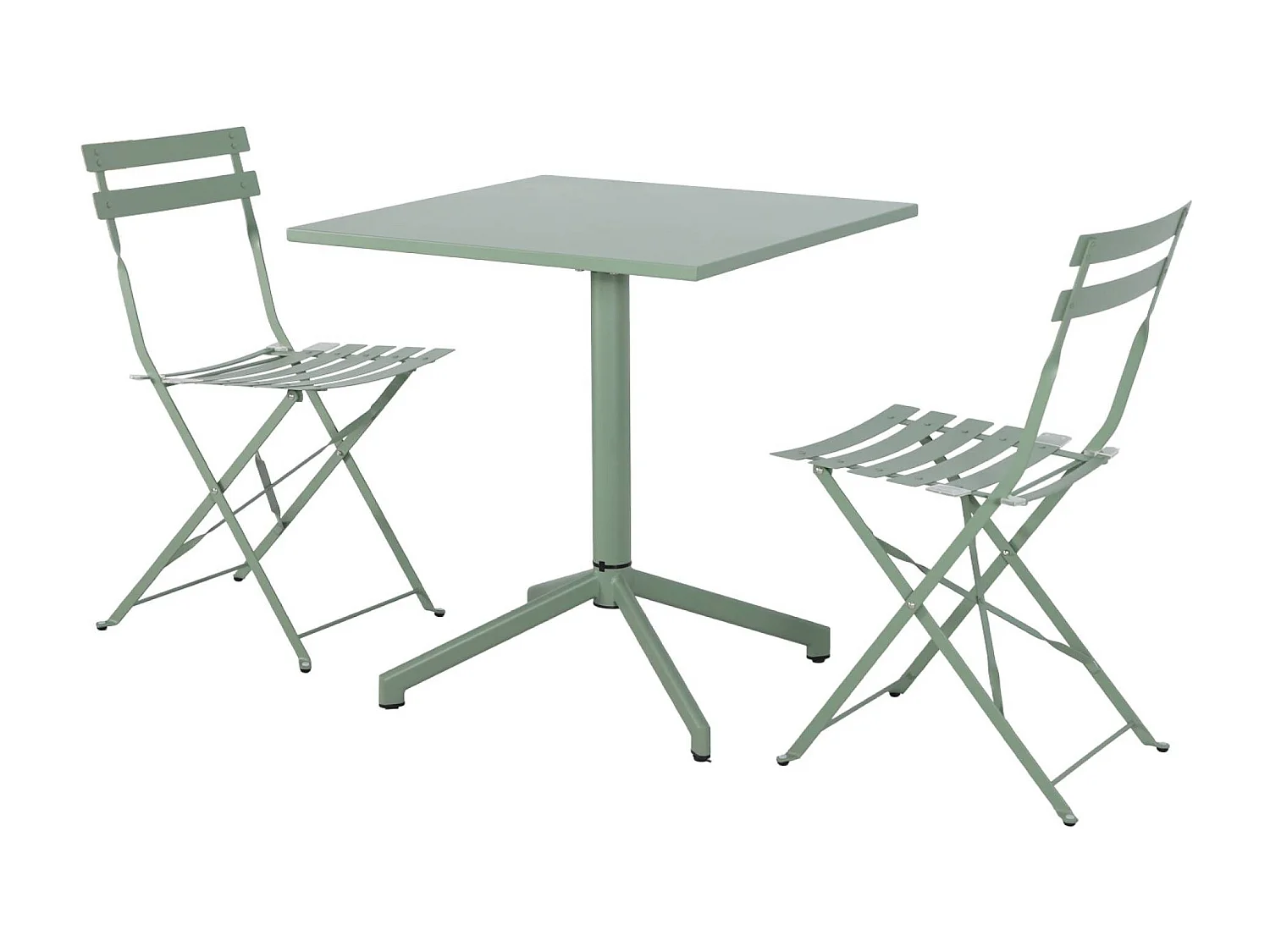 Tavolo da giardino bistrot pieghevole in metallo, 2 sedute, verde
