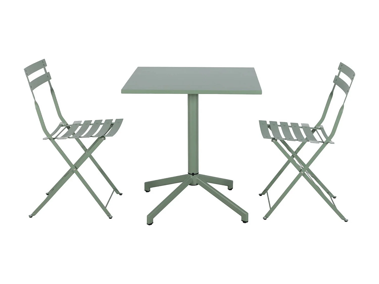Tavolo da giardino bistrot pieghevole in metallo, 2 sedute, verde