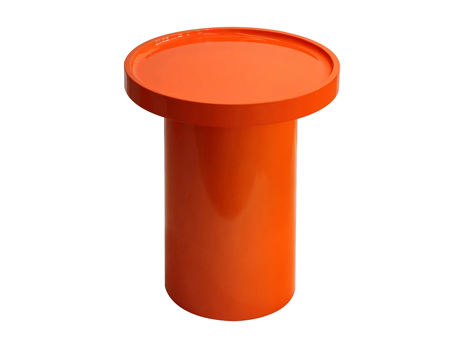 Table basse ronde 40 cm en MDF effet laqué orange