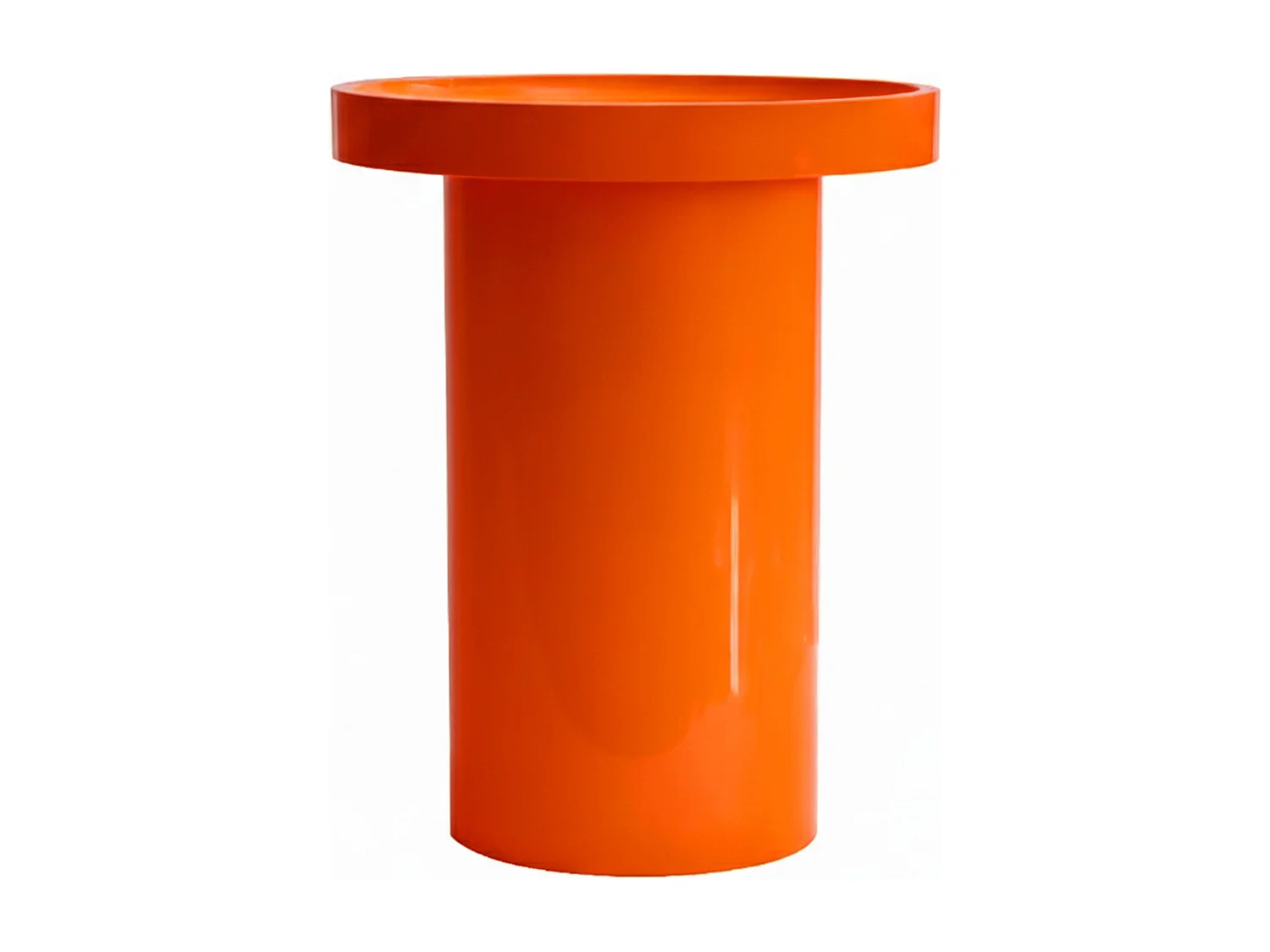 Table basse ronde 40 cm en MDF effet laqué orange