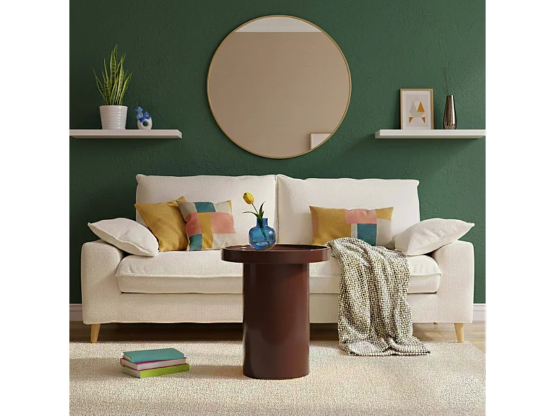 Ronde salontafel 40 cm in bordeauxrood gelakt MDF