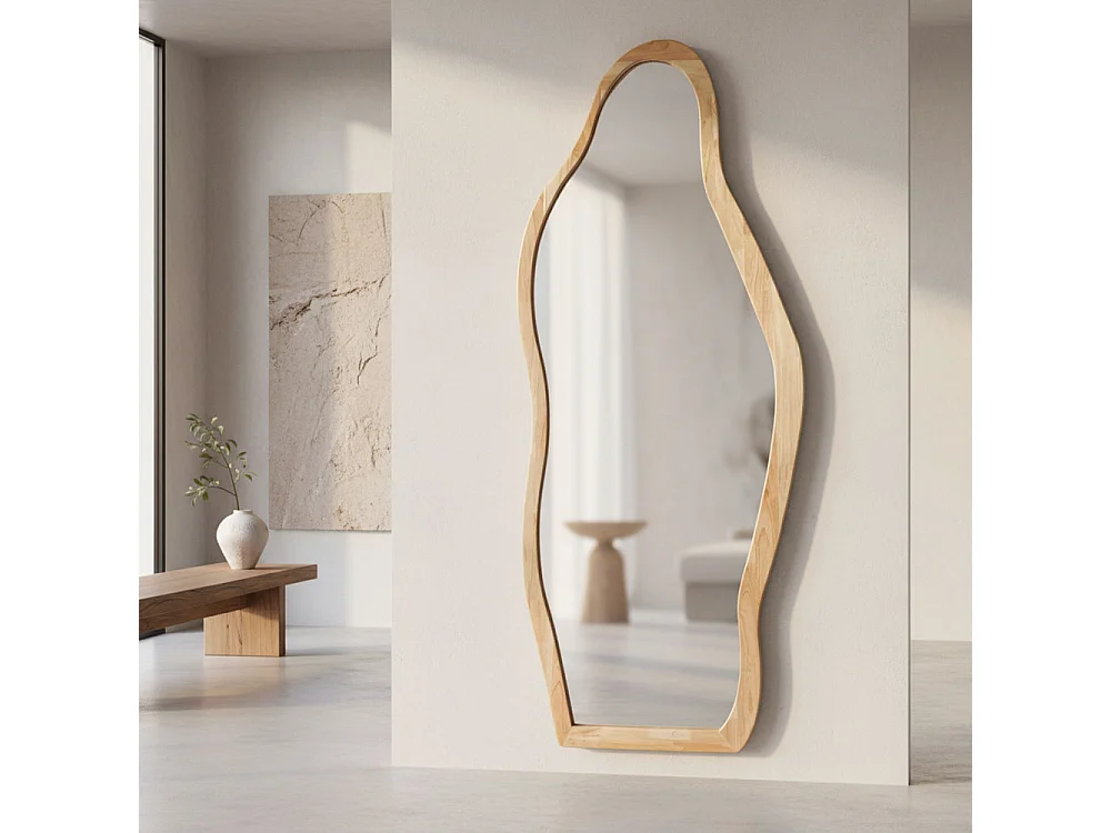 Solea - Miroir organique en bois 70x180cm - Bois clair