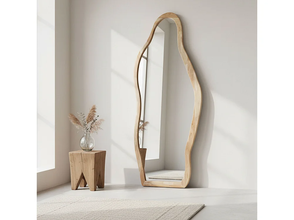 Solea - Miroir organique en bois 70x180cm - Bois clair