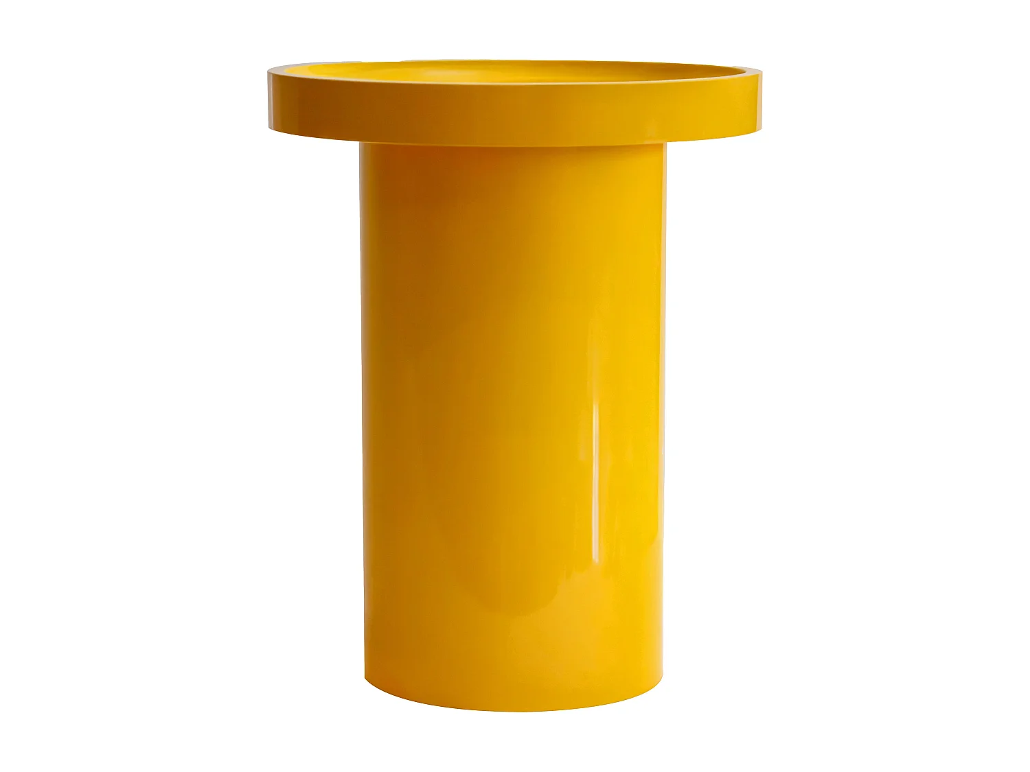 Table basse ronde 40 cm en MDF effet laqué jaune