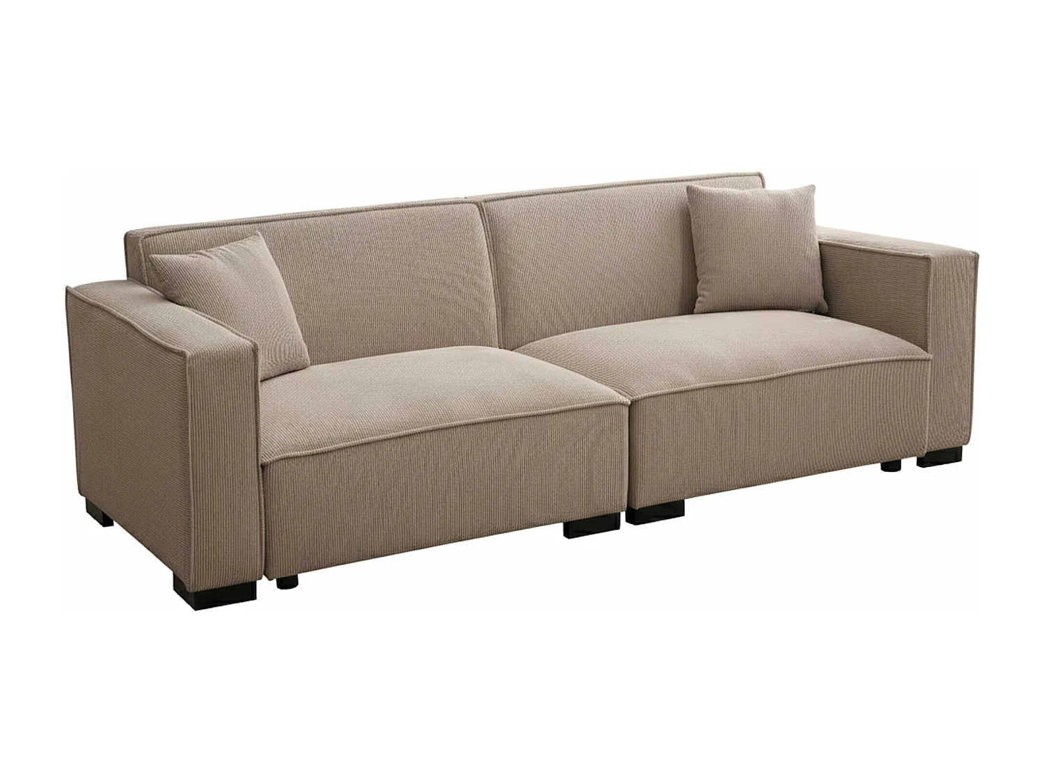 3-zits rechte ribfluwelen bank, taupe L 230 cm