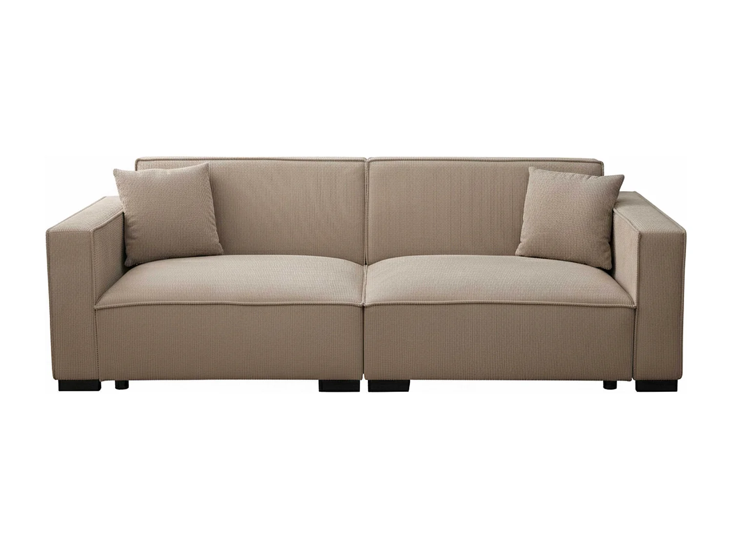 3-zits rechte ribfluwelen bank, taupe L 230 cm