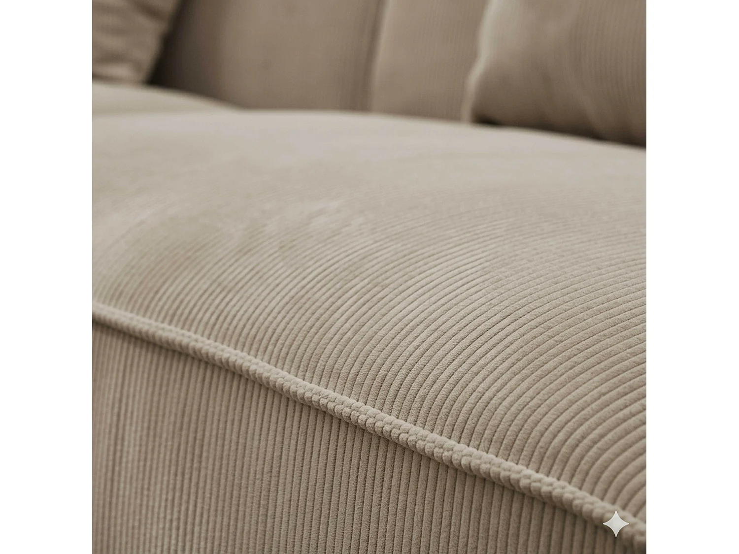 3-zits rechte ribfluwelen bank, taupe L 230 cm