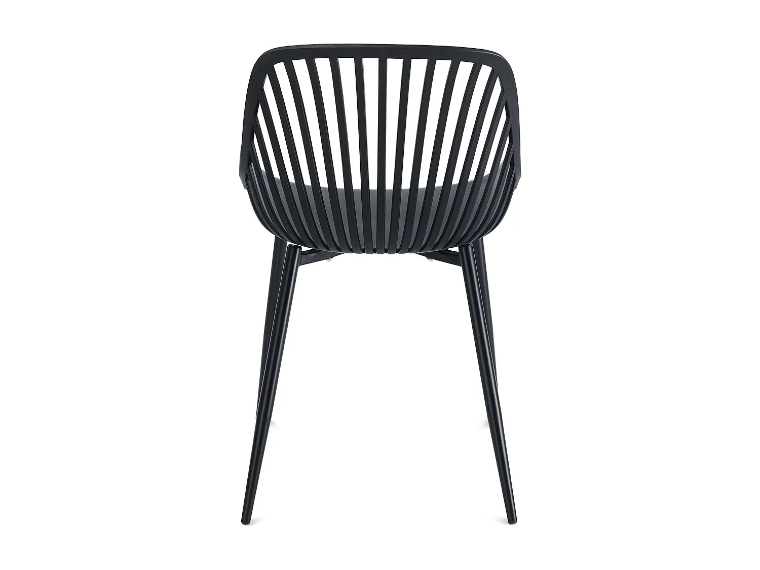 Lot de 4 chaises de jardin VERDE fauteuil d'extérieur en plastique et pieds noir en métal, dossier aéré, poids max. 150 Kg