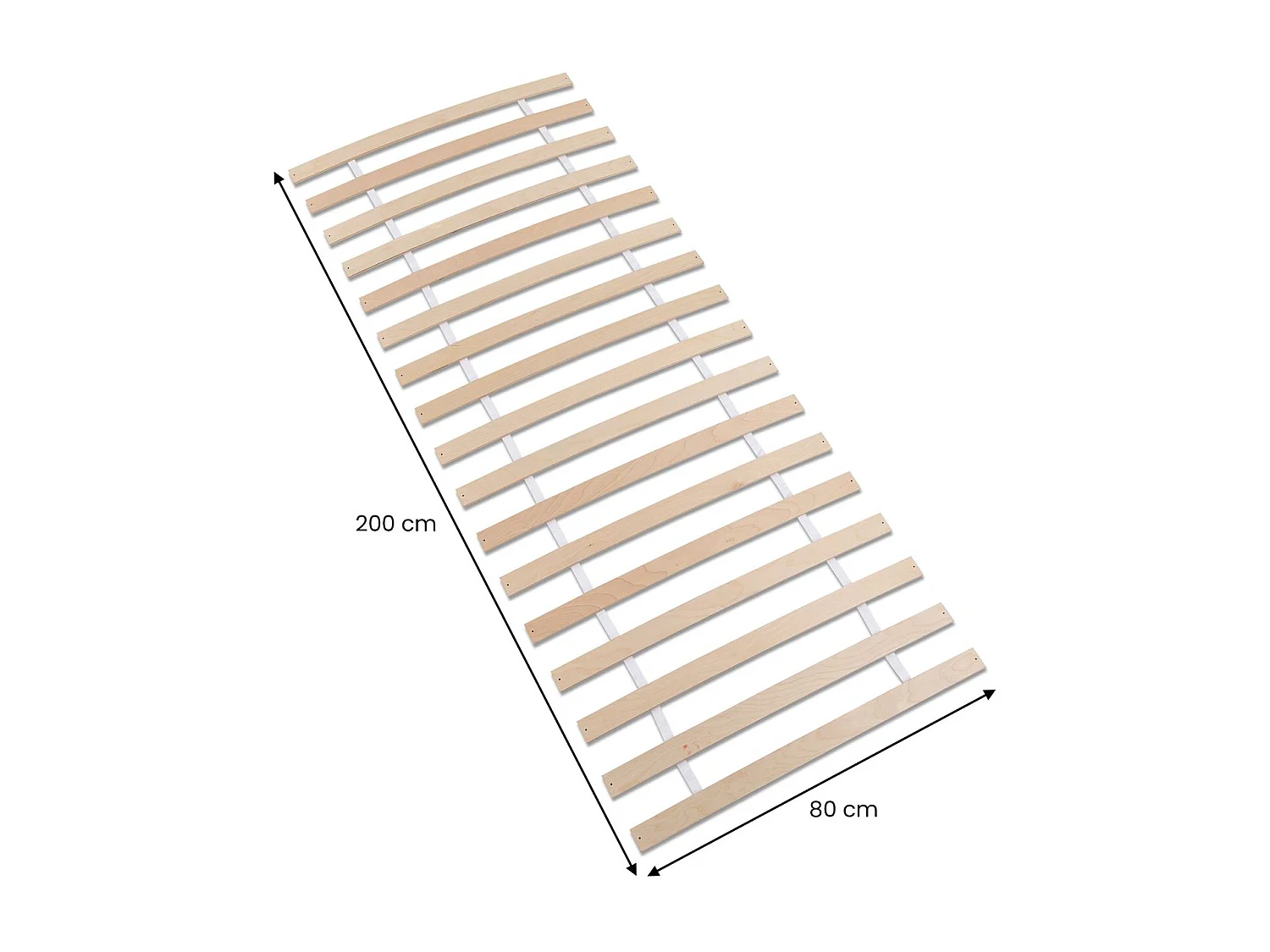 Sommier 80 x 190 et 80 x 200 cm PASIA en bois massif 17 lattes sans cadre, Sommier à lattes pré-percées pour lit 1 place