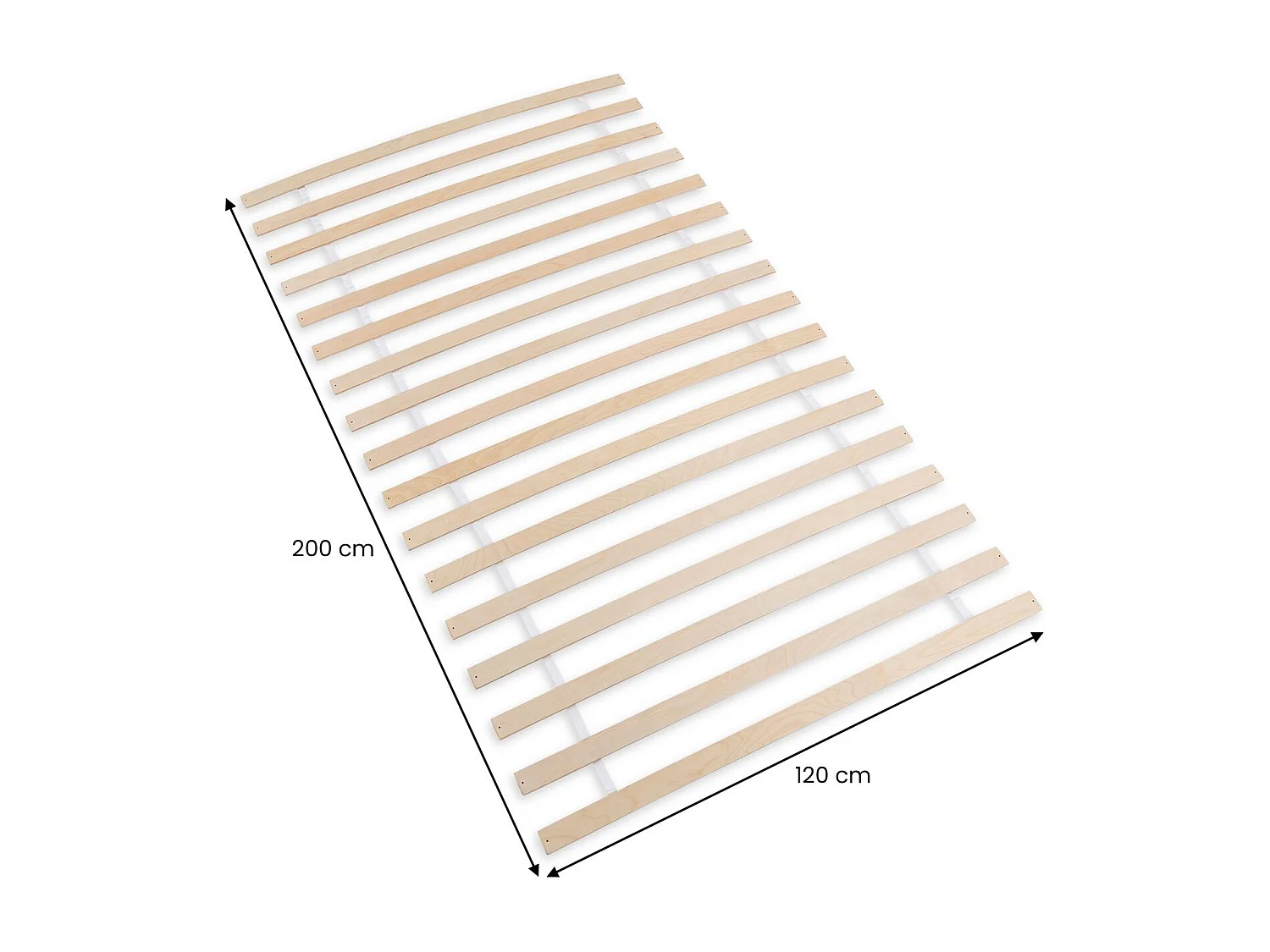 Sommier 120 x 190 et 120 x 200 cm PASIA en bois massif 17 lattes sans cadre, Sommier à lattes pré-percées pour lit 1 place