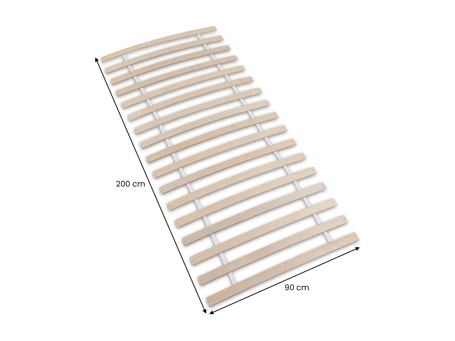 Sommier 90 x 190 et 90 x 200 cm PASIA en bois massif 17 lattes sans cadre, Sommier à lattes pré-percées pour lit 1 place