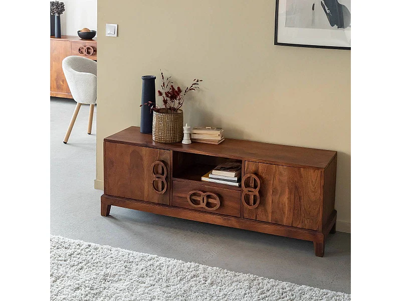 Meuble TV en bois d'acacia Quilla