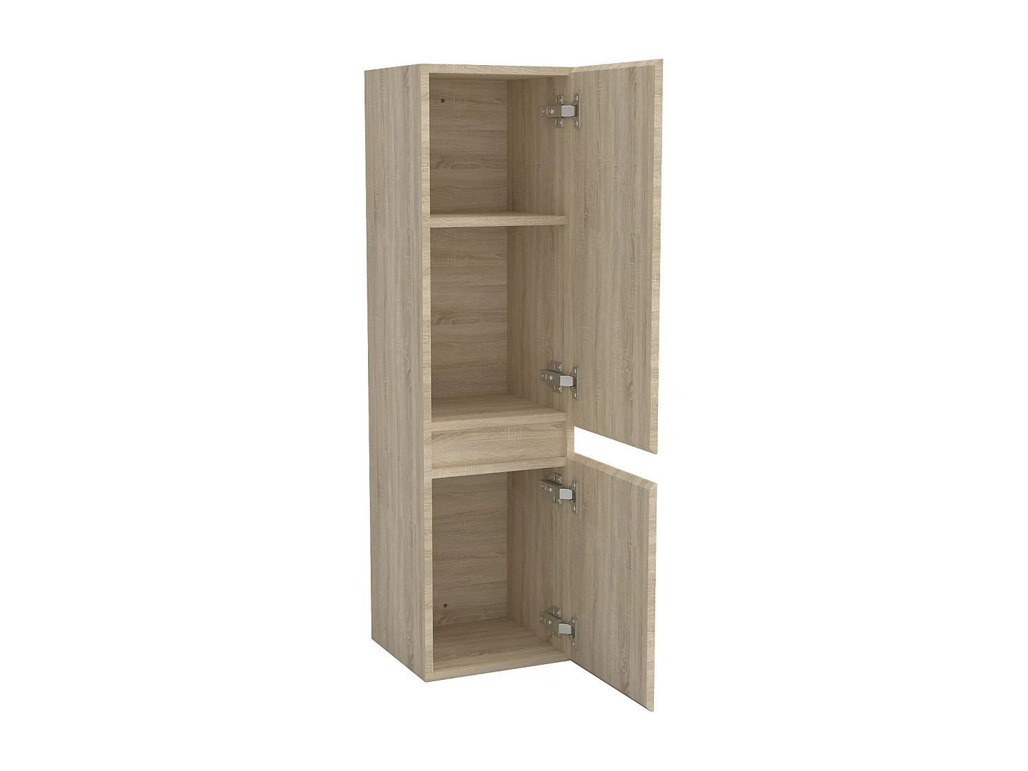 Ensemble meuble vasque L.50cm 2 tiroirs + vasque + LED miroir rond 60cm + colonne C,chêne aica