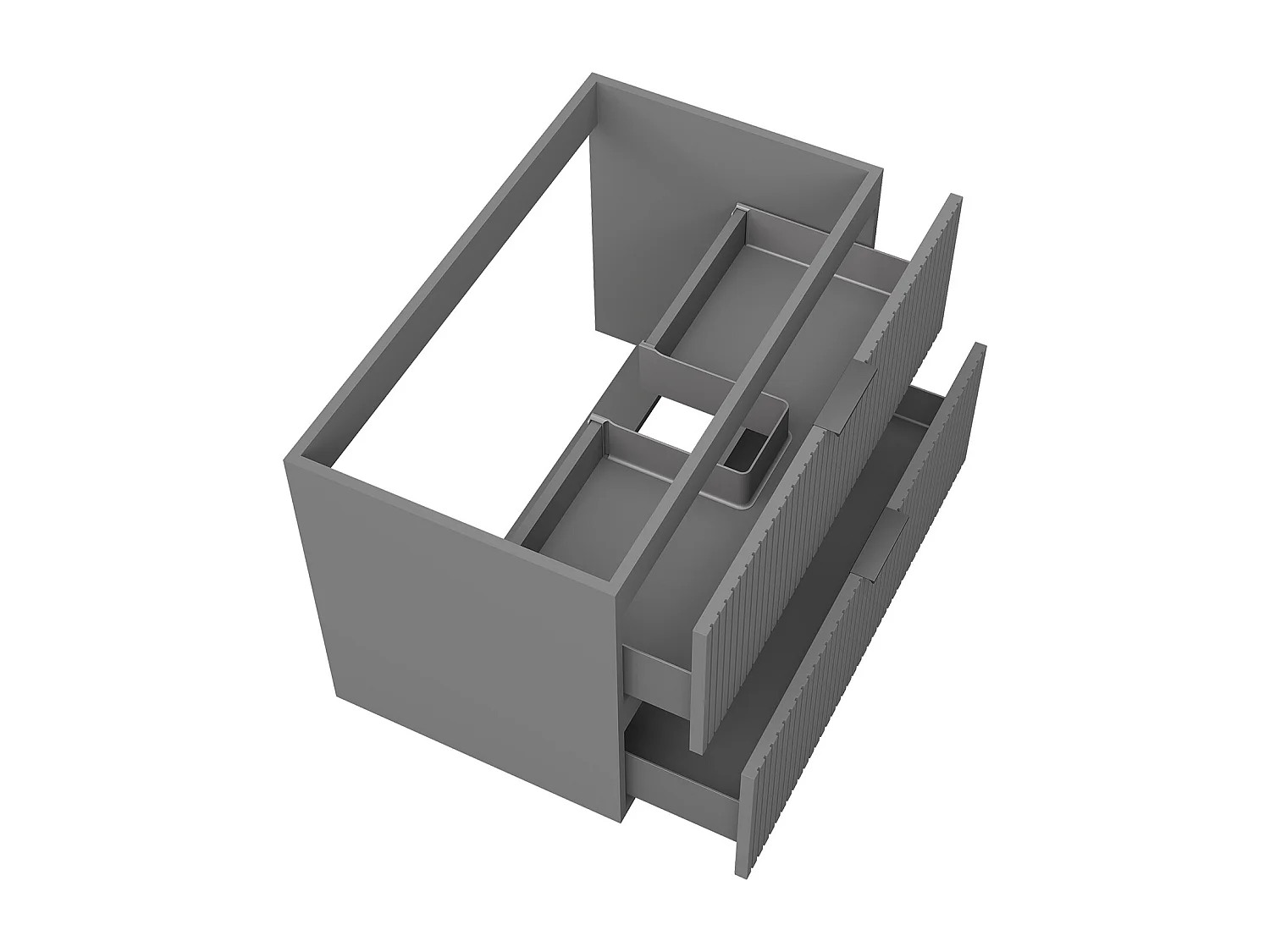 AICA Meuble de salle de bain suspendu 80 cm Anthracite + 2 tiroirs, avec Poignées - sans compter vasque