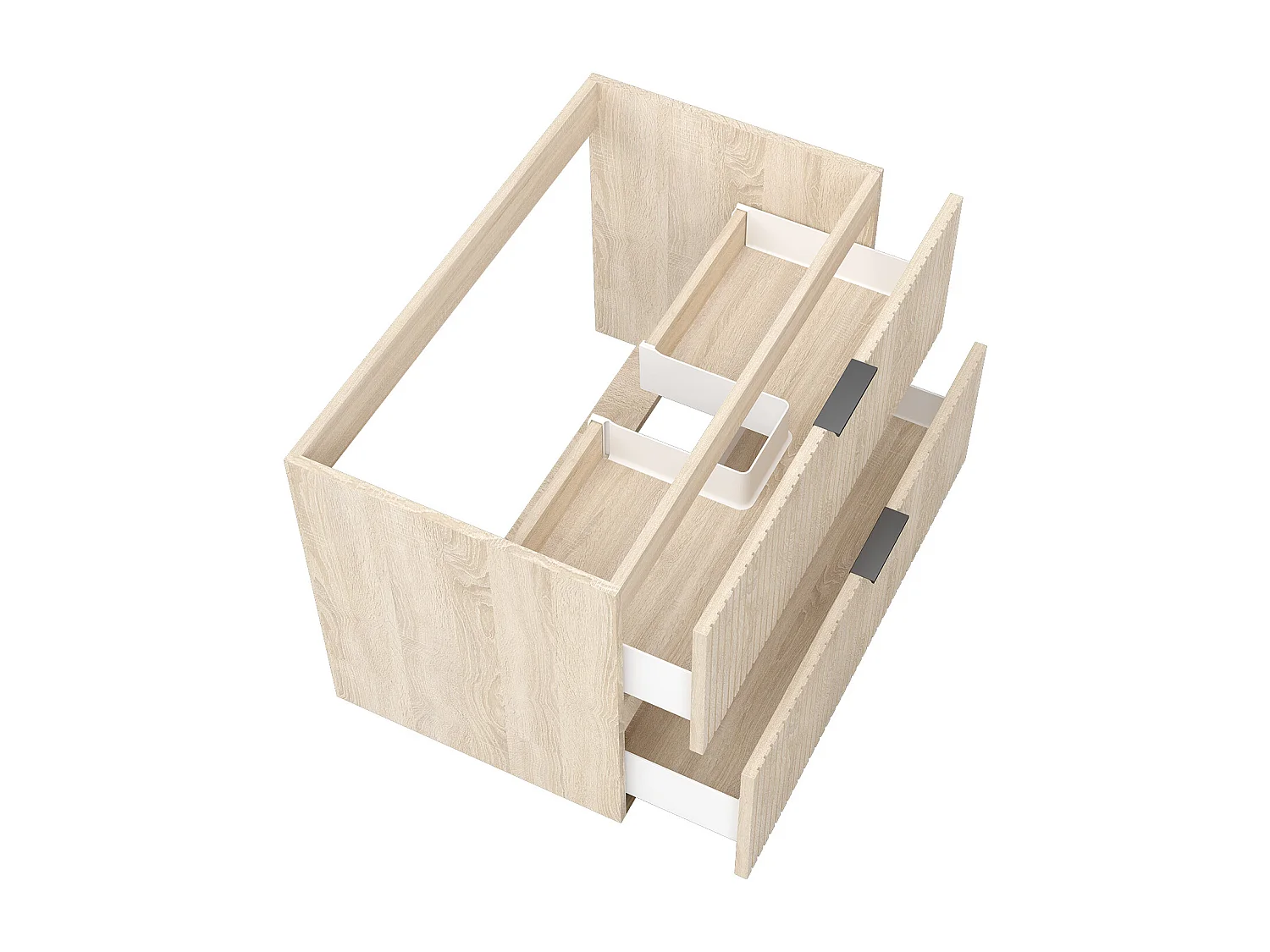 AICA Meuble de salle de bain suspendu 80 cm Chêne + 2 tiroirs, avec Poignées - sans compter vasque