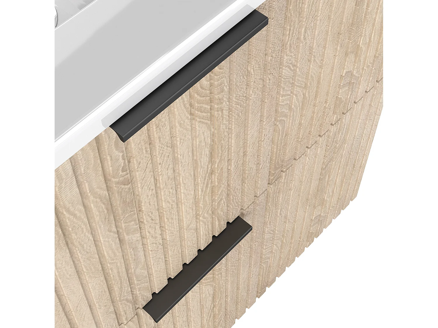 AICA Meuble de salle de bain suspendu 80 cm Chêne + 2 tiroirs, avec Poignées - sans compter vasque