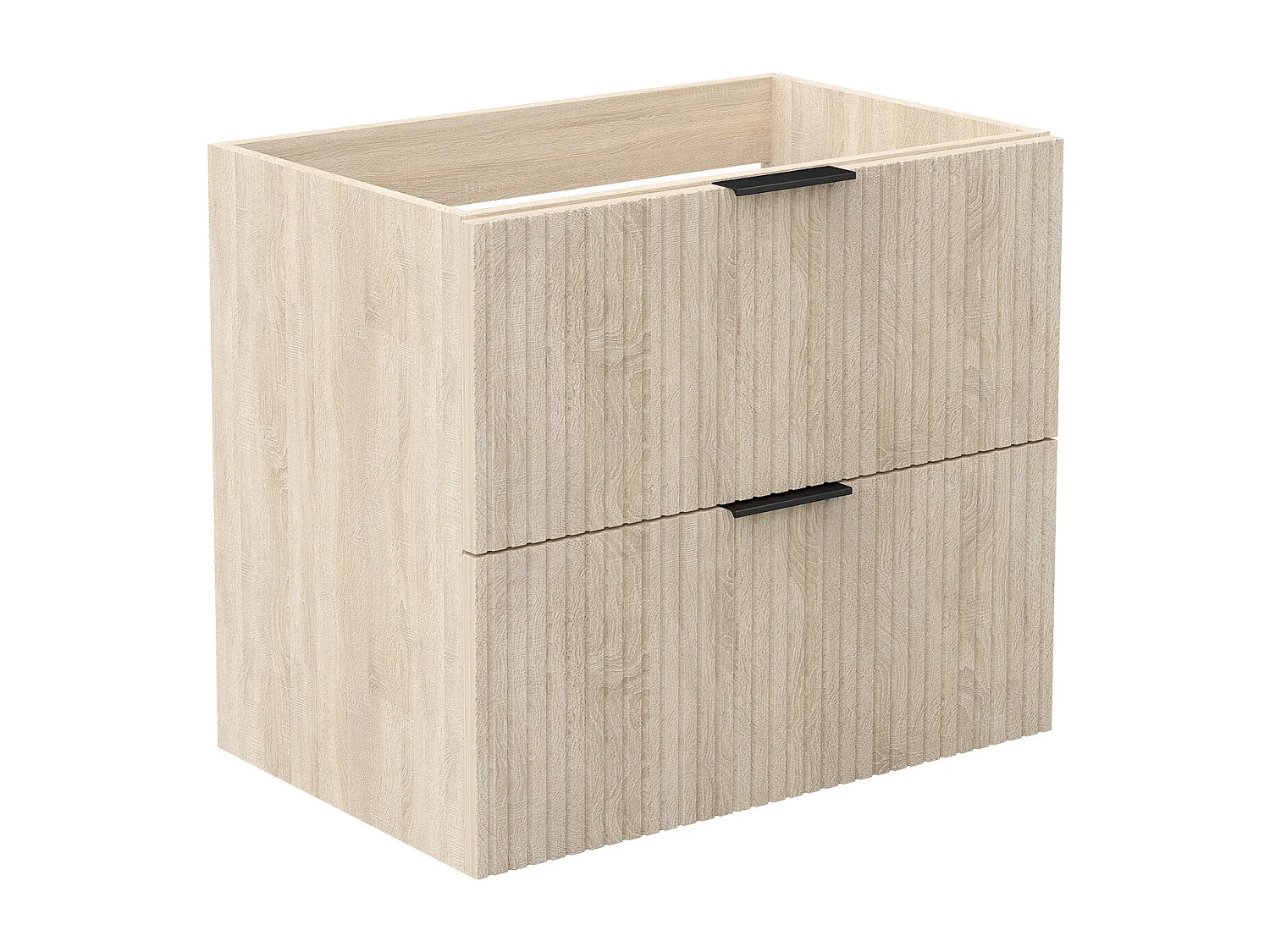 AICA Meuble de salle de bain suspendu 60 cm Chêne + 2 tiroirs, avec Poignées - sans compter vasque