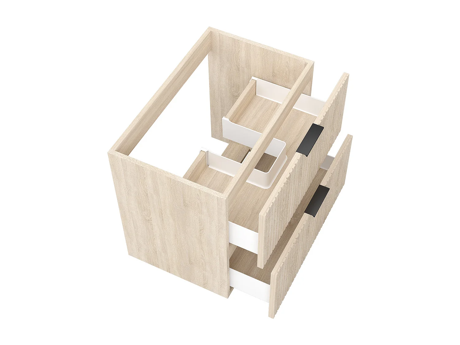 AICA Meuble de salle de bain suspendu 60 cm Chêne + 2 tiroirs, avec Poignées - sans compter vasque