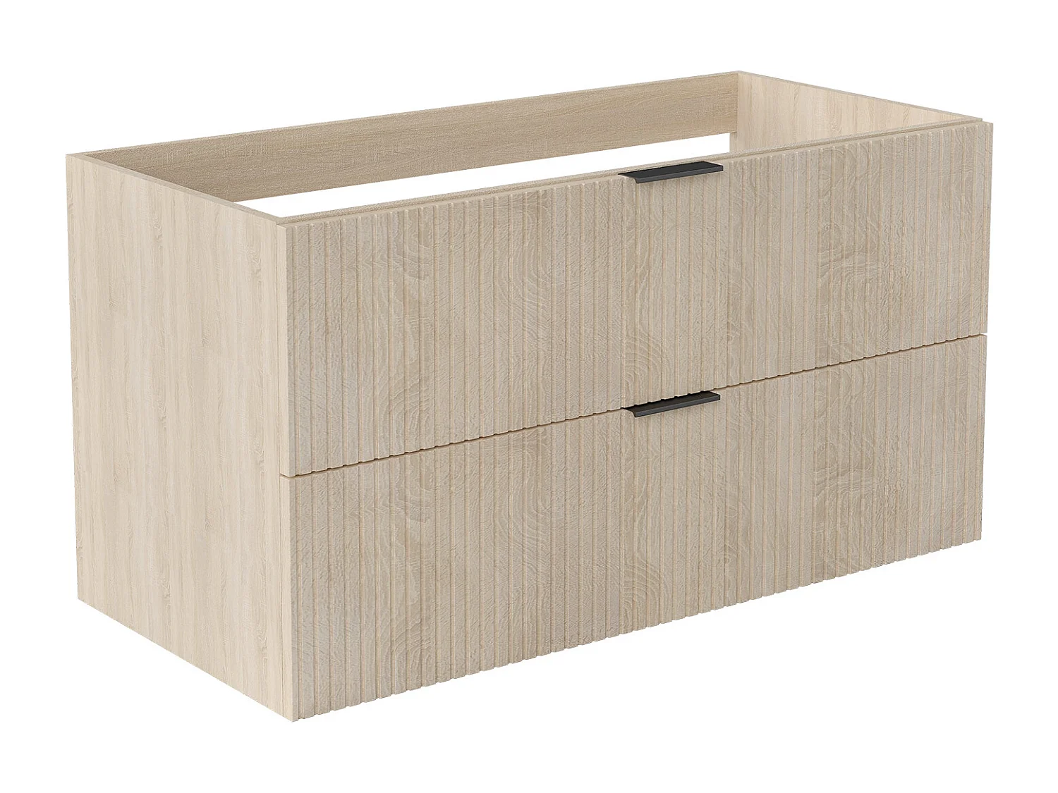 AICA Meuble de salle de bain suspendu 100 cm Chêne + 2 tiroirs, avec Poignées - sans compter vasque