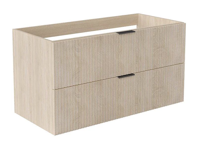 AICA Meuble de salle de bain suspendu 100 cm Chêne + 2 tiroirs, avec Poignées - sans compter vasque