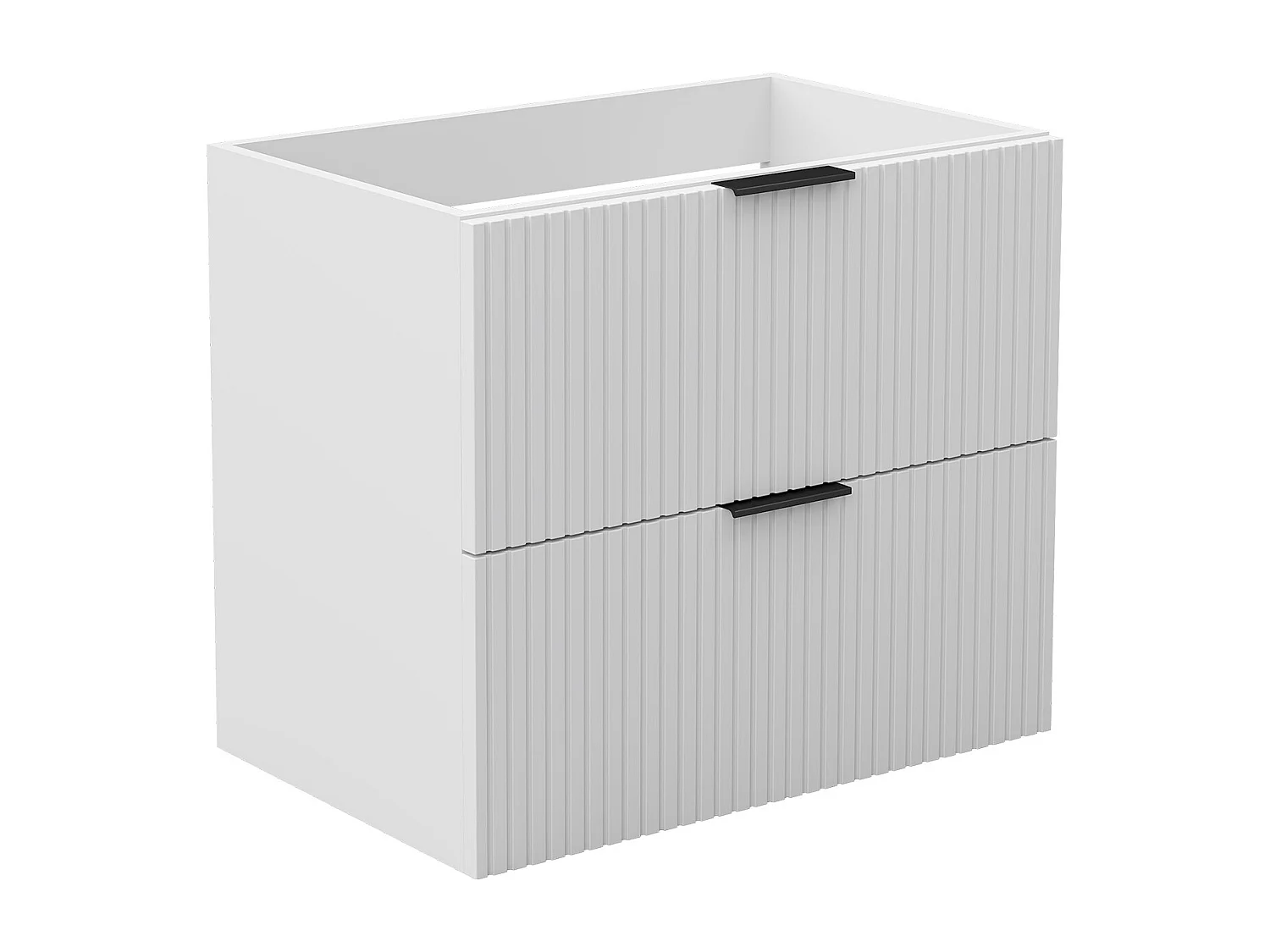 AICA Meuble de salle de bain suspendu 60 cm Blanc + 2 tiroirs, avec Poignées - sans compter vasque