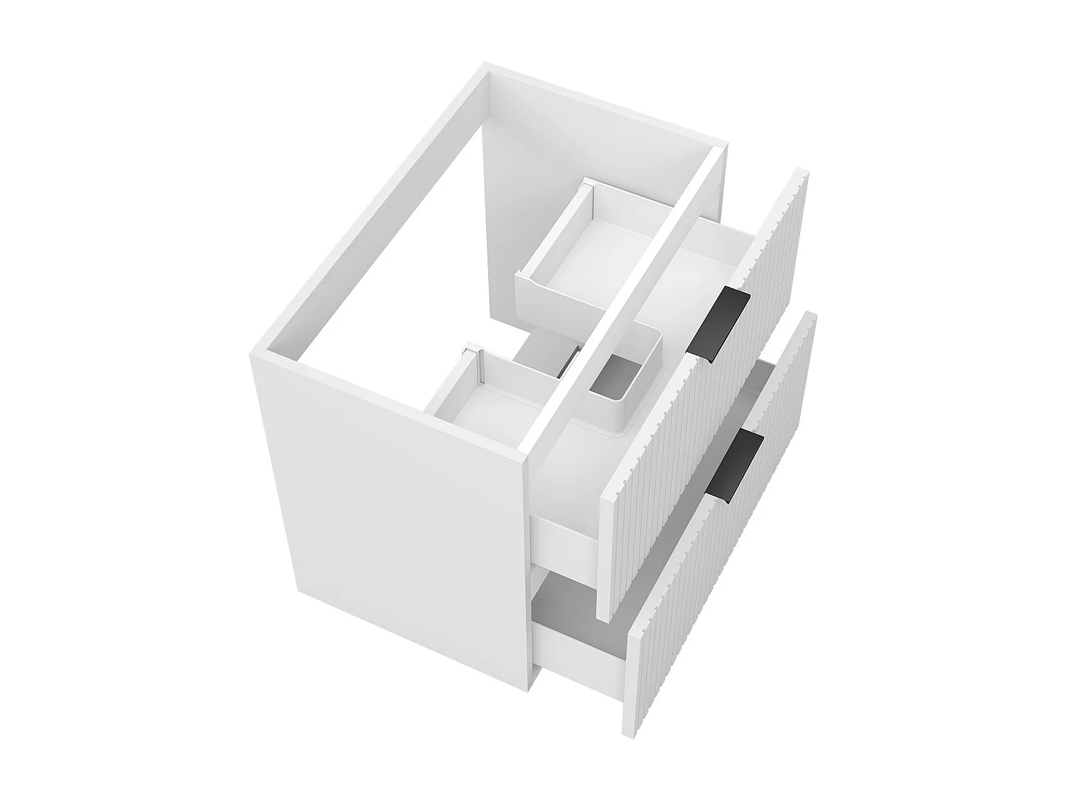 AICA Meuble de salle de bain suspendu 60 cm Blanc + 2 tiroirs, avec Poignées - sans compter vasque