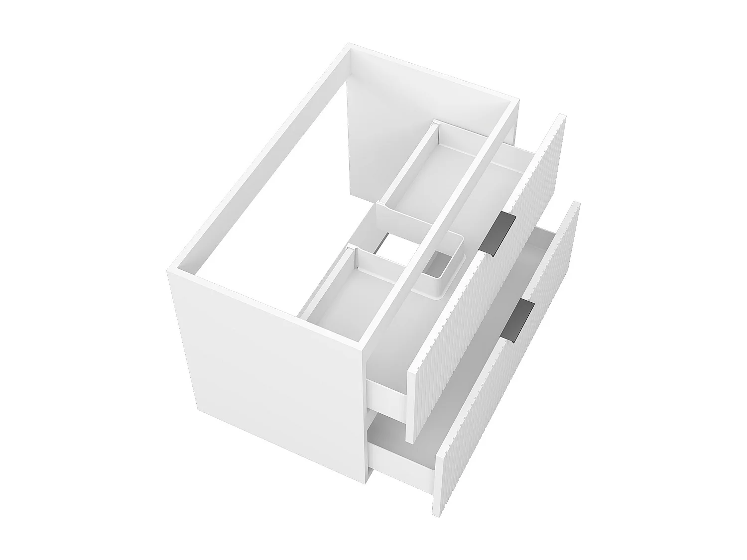 AICA Meuble de salle de bain suspendu 80 cm Blanc + 2 tiroirs, avec Poignées - sans compter vasque