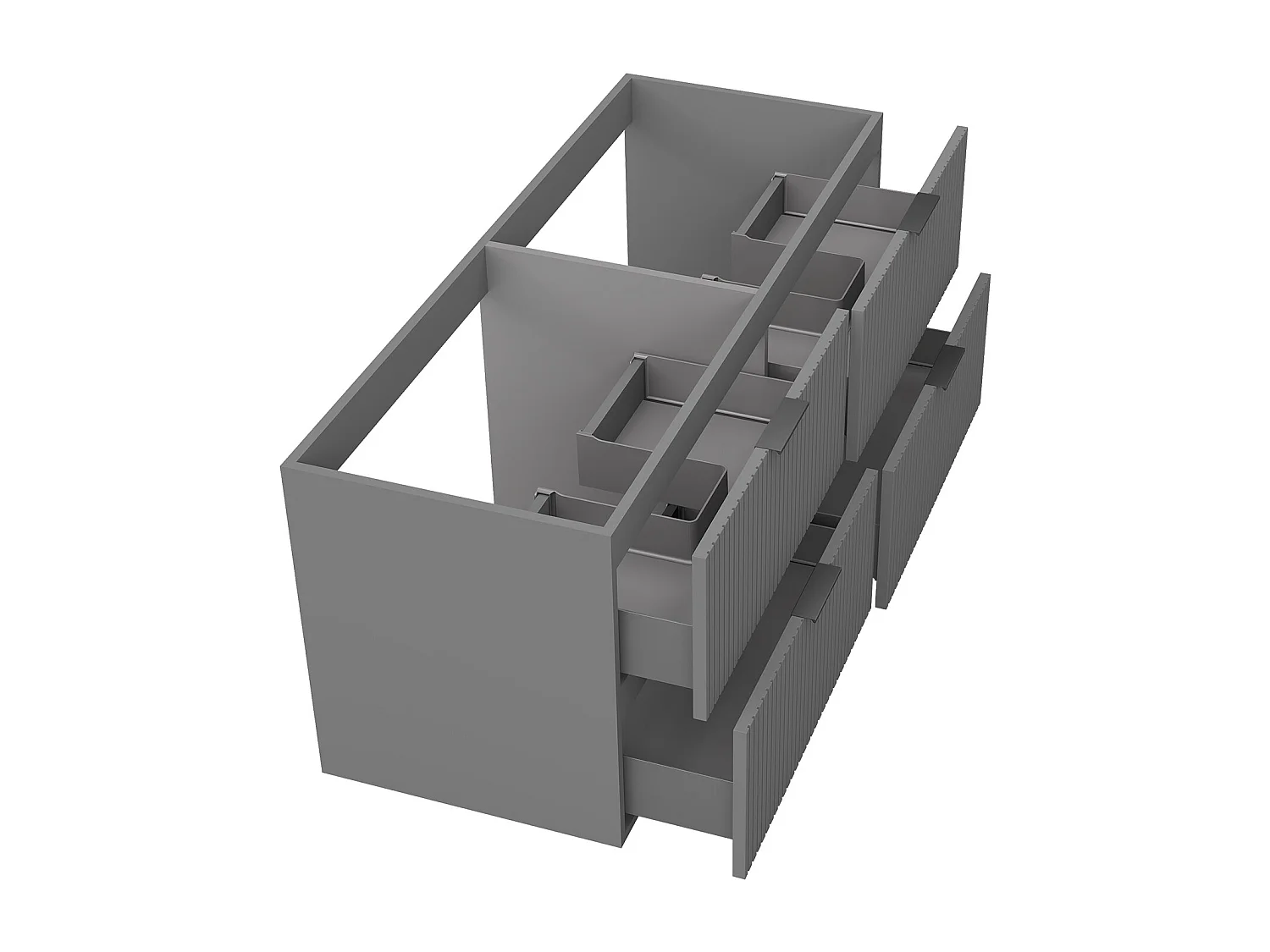 AICA Meuble de salle de bain suspendu 120 cm Anthracite + 4 tiroirs, avec Poignées - sans compter vasque