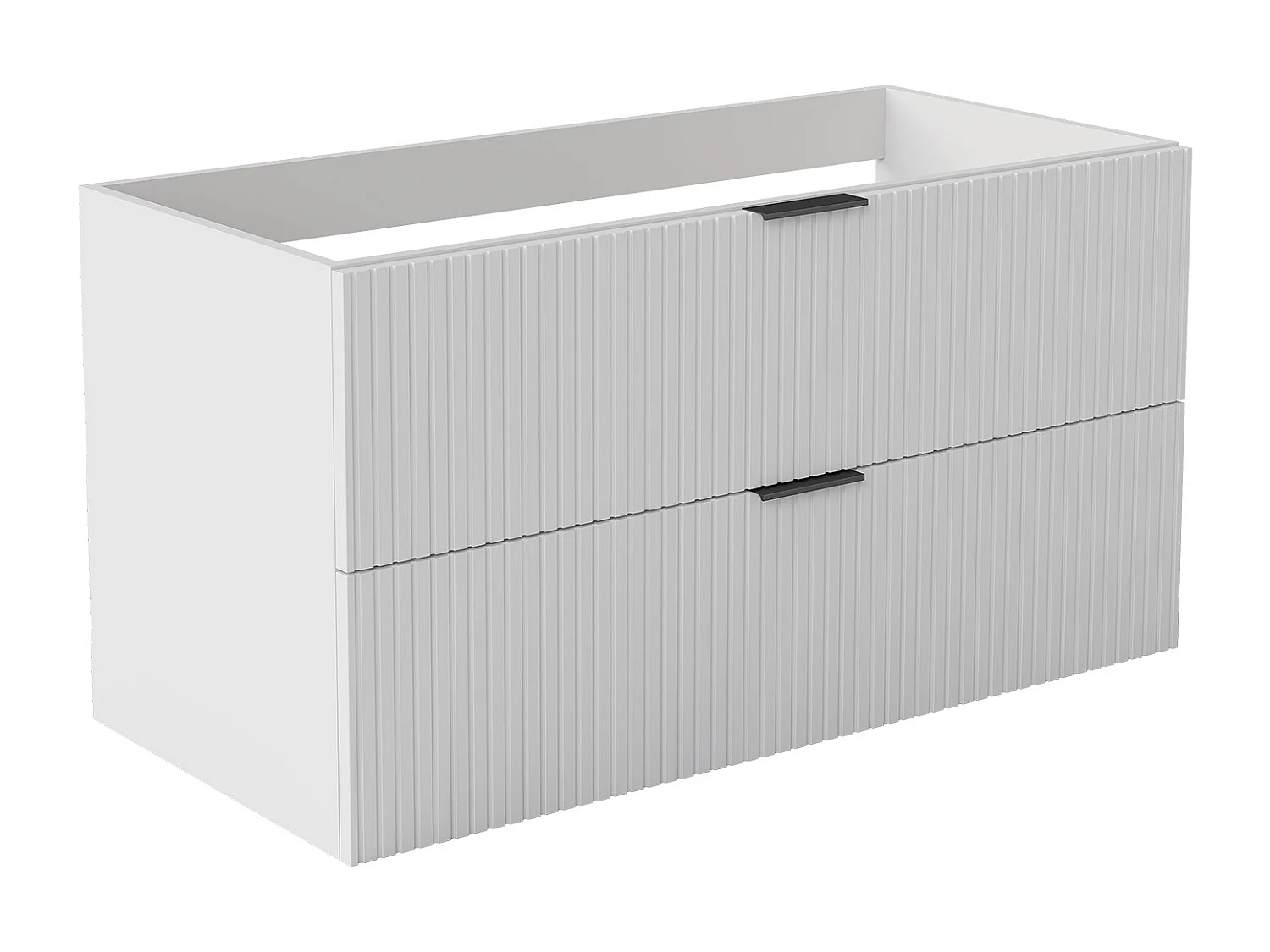 AICA Meuble de salle de bain suspendu 100 cm Blanc + 2 tiroirs, avec Poignées - sans compter vasque