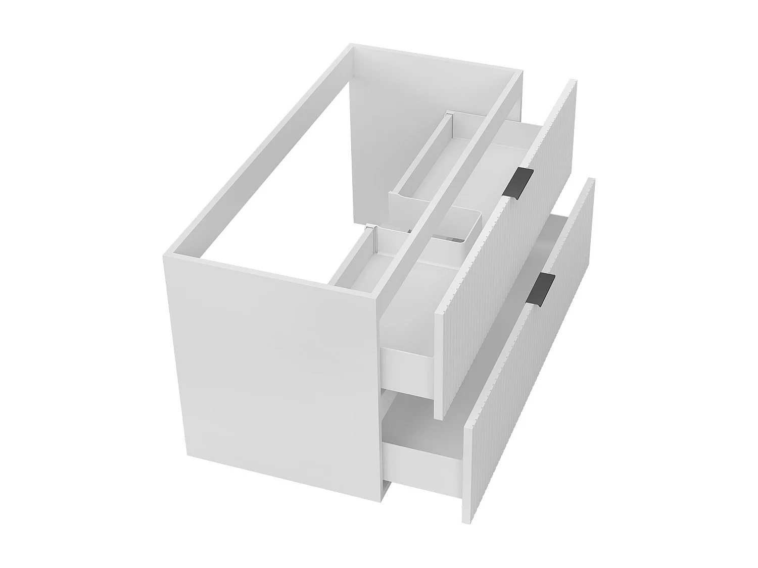 AICA Meuble de salle de bain suspendu 100 cm Blanc + 2 tiroirs, avec Poignées - sans compter vasque