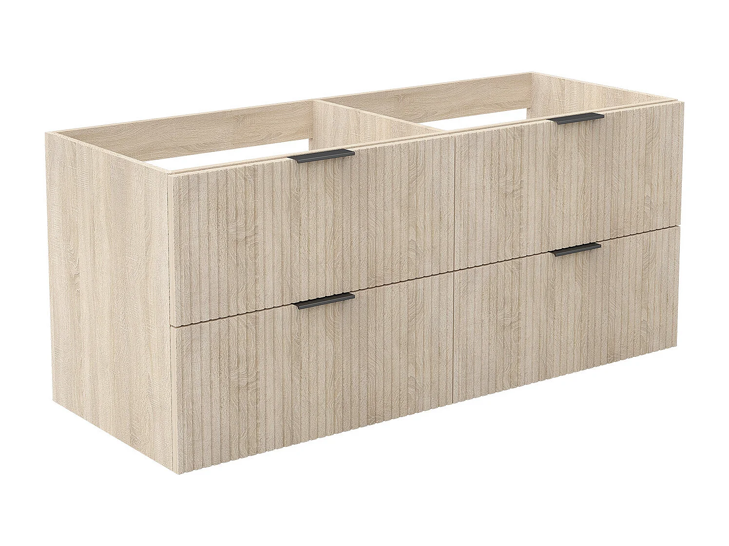 AICA Meuble de salle de bain suspendu 120 cm Chêne + 4 tiroirs, avec Poignées - sans compter vasque