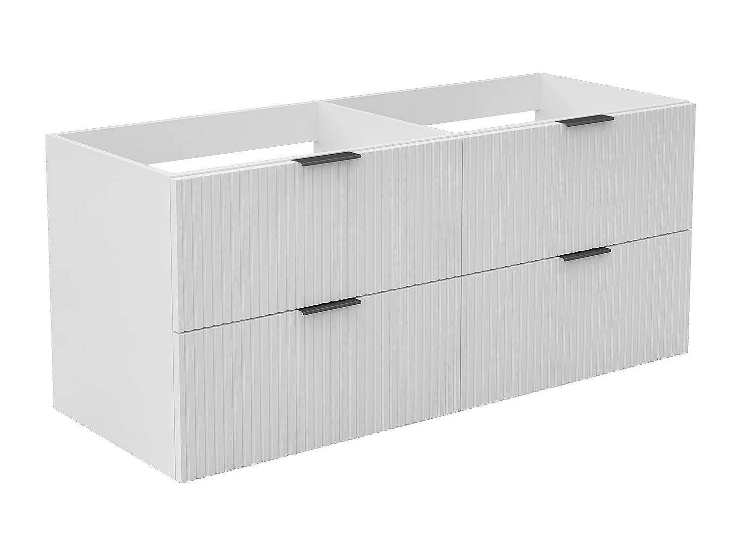 AICA Meuble de salle de bain suspendu 120 cm Blanc + 4 tiroirs, avec Poignées - sans compter vasque